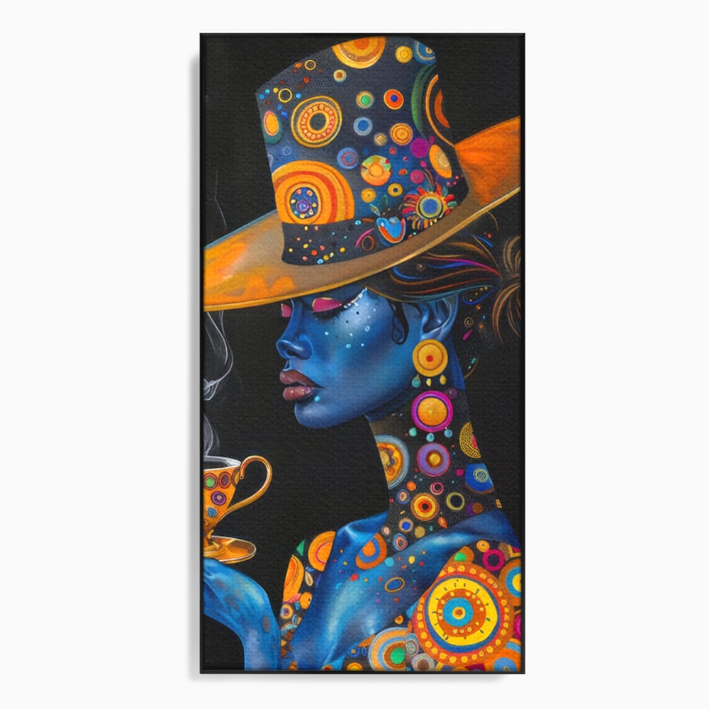 Leinwandbilder Premium LuxCanva® G1022, Interstellare Eleganz, Kosmisch, Feminin, Hypnotisch, Tasse, Kaffee, Tee, Tee, Hut, Wohnen, Schlafzimmer