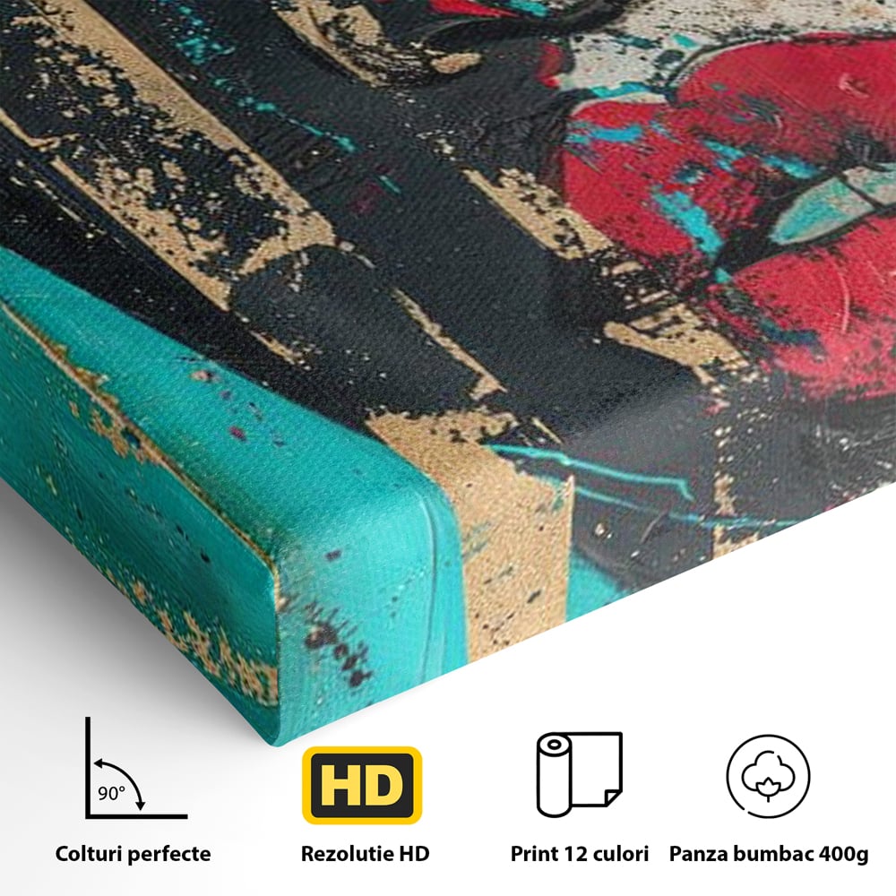 Tablou Canvas Premium LuxCanva® G1024, Femeia Din Haos , Avangardist, Culori, Metalic, Portret, Expresionism, Emotie, Roz, Living, Dormitor