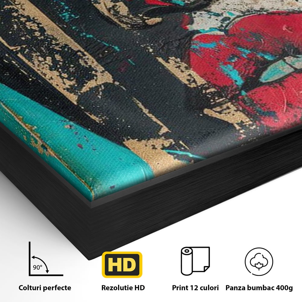 Tablou Canvas Premium LuxCanva® G1024, Femeia Din Haos , Avangardist, Culori, Metalic, Portret, Expresionism, Emotie, Roz, Living, Dormitor