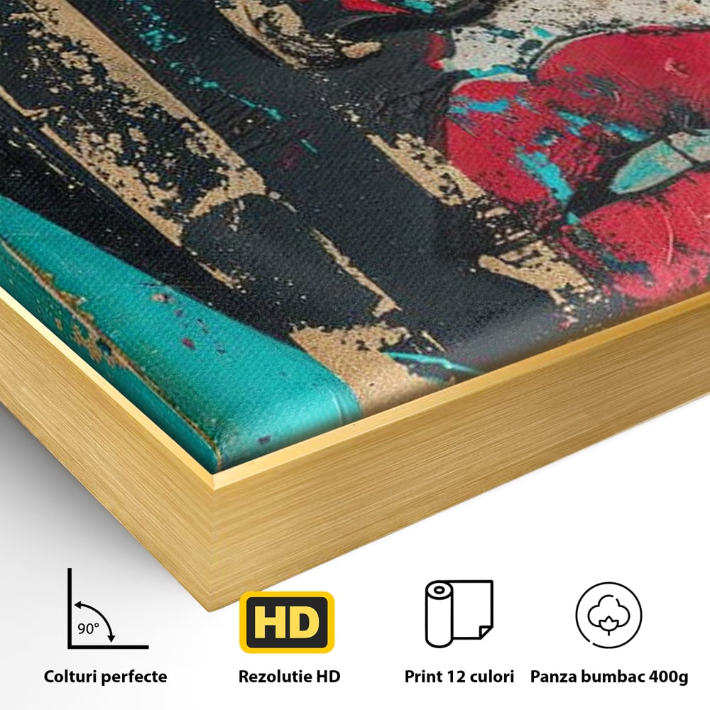 Tablou Canvas Premium LuxCanva® G1024, Femeia Din Haos , Avangardist, Culori, Metalic, Portret, Expresionism, Emotie, Roz, Living, Dormitor