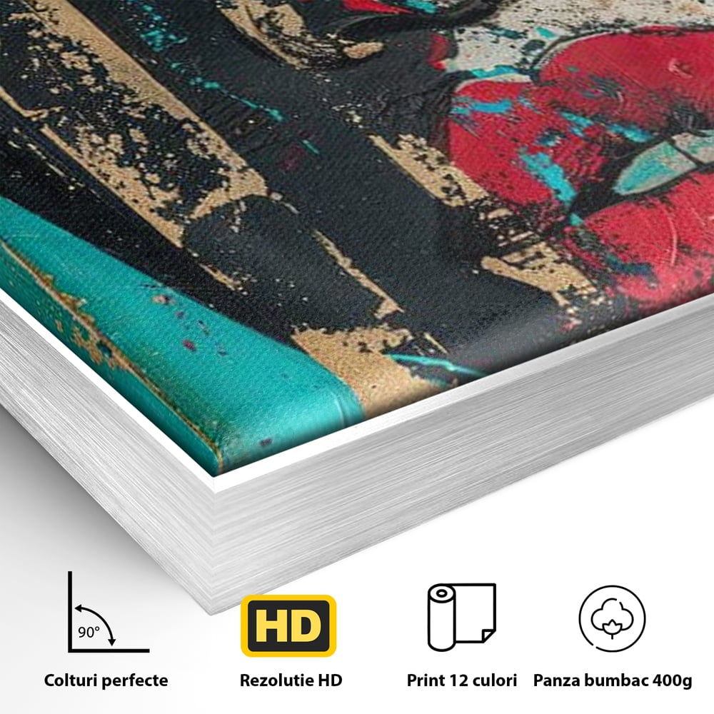 Tablou Canvas Premium LuxCanva® G1024, Femeia Din Haos , Avangardist, Culori, Metalic, Portret, Expresionism, Emotie, Roz, Living, Dormitor