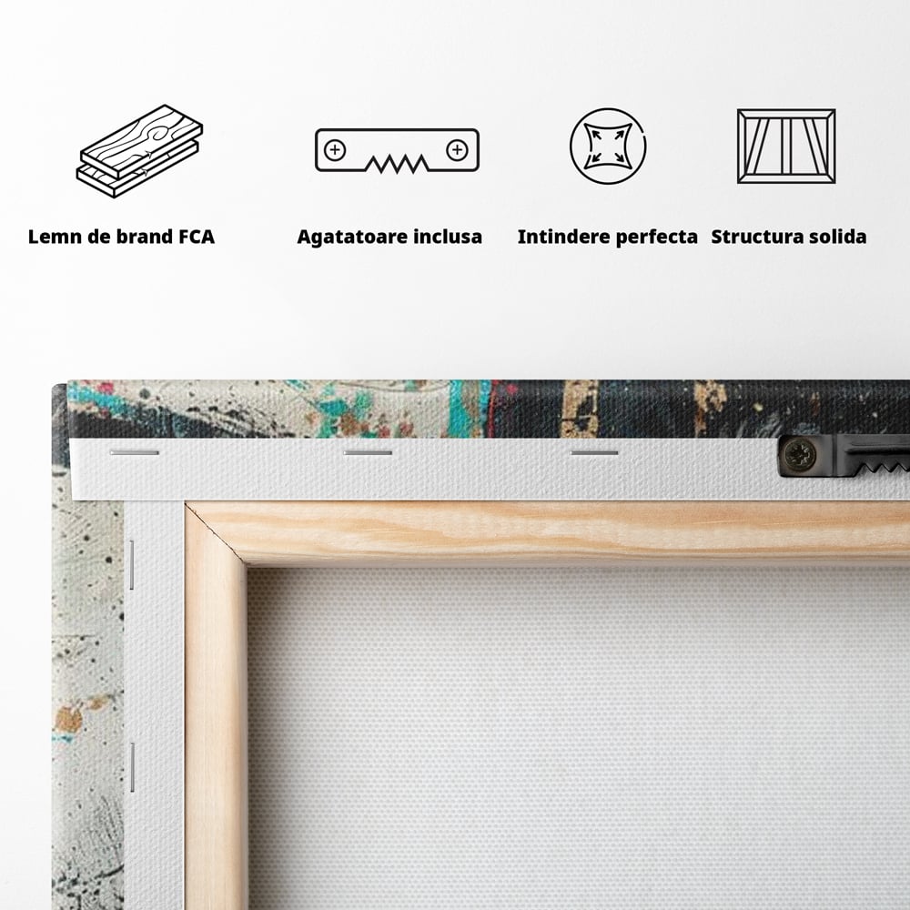 Tablou Canvas Premium LuxCanva® G1024, Femeia Din Haos , Avangardist, Culori, Metalic, Portret, Expresionism, Emotie, Roz, Living, Dormitor
