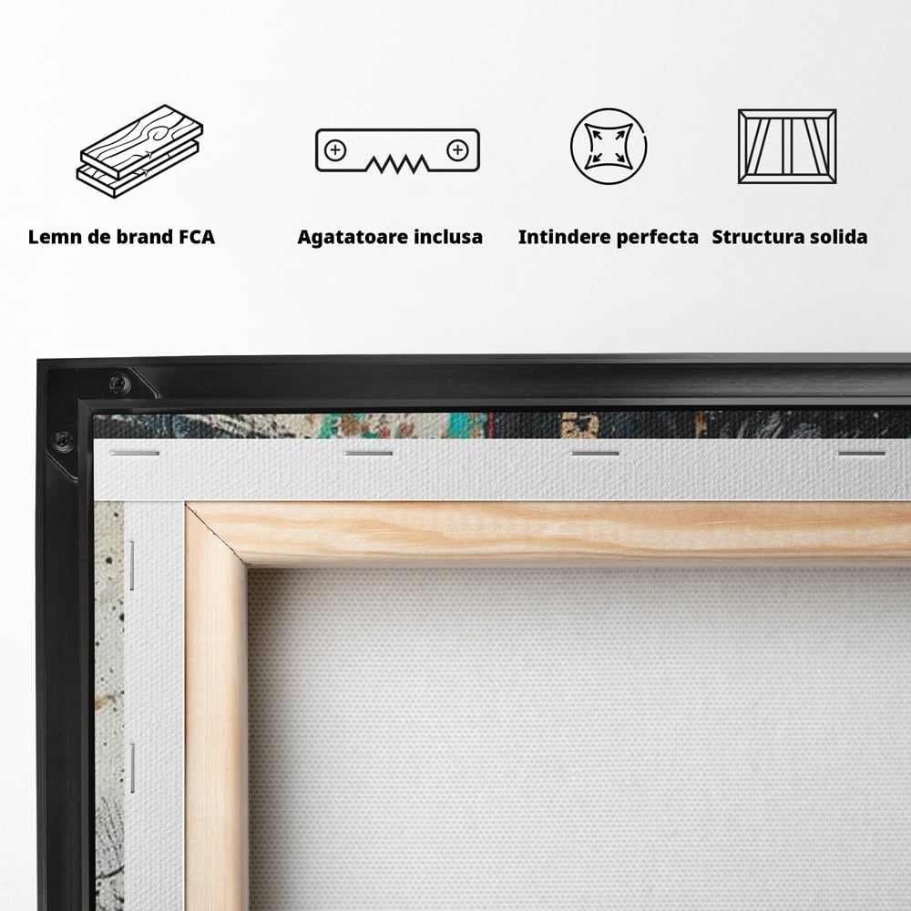 Tablou Canvas Premium LuxCanva® G1024, Femeia Din Haos , Avangardist, Culori, Metalic, Portret, Expresionism, Emotie, Roz, Living, Dormitor