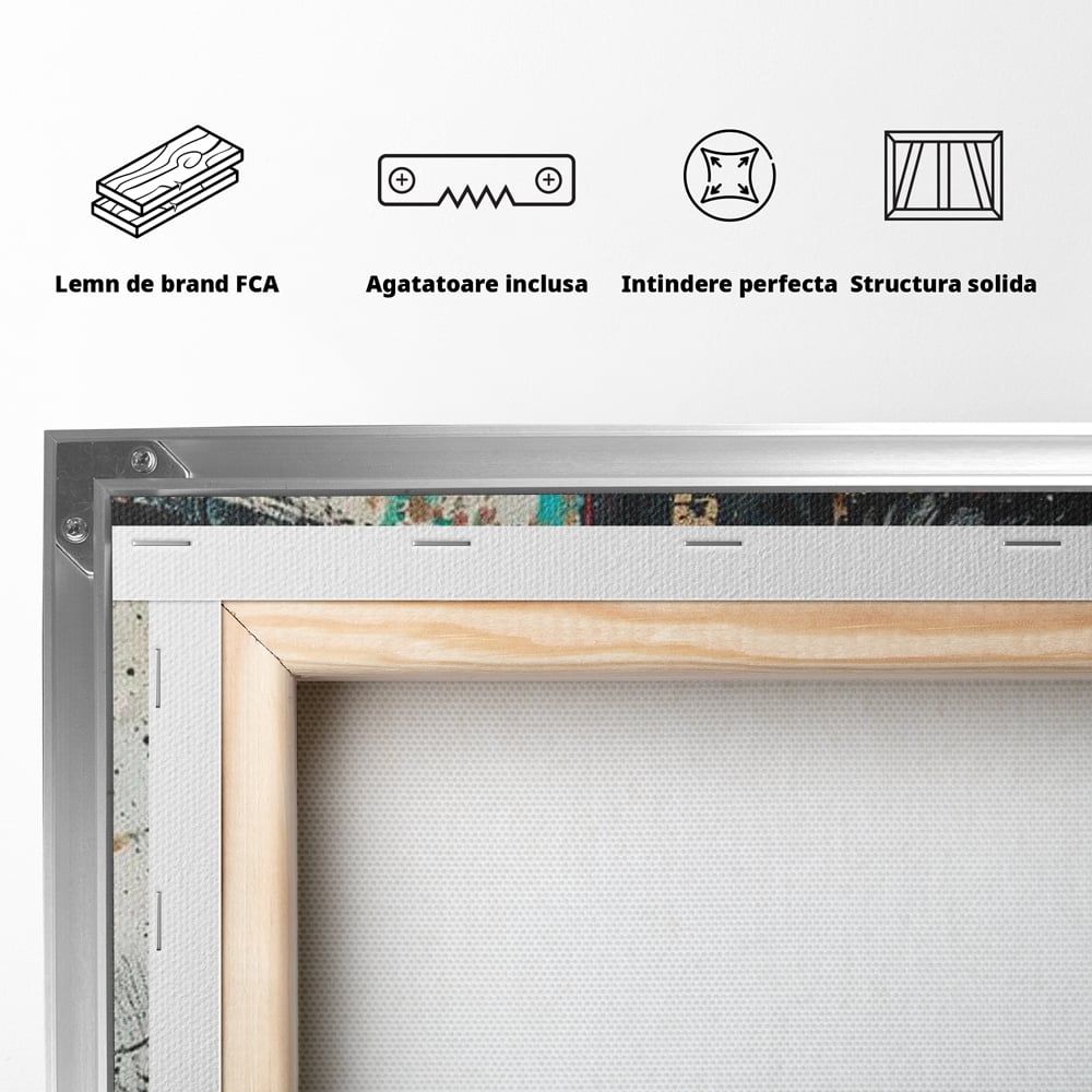 Tablou Canvas Premium LuxCanva® G1024, Femeia Din Haos , Avangardist, Culori, Metalic, Portret, Expresionism, Emotie, Roz, Living, Dormitor