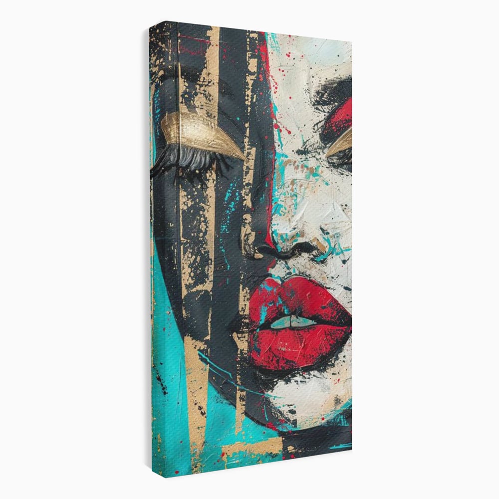 Tablou Canvas Premium LuxCanva® G1024, Femeia Din Haos , Avangardist, Culori, Metalic, Portret, Expresionism, Emotie, Roz, Living, Dormitor