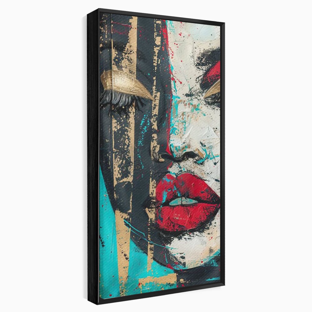 Tablou Canvas Premium LuxCanva® G1024, Femeia Din Haos , Avangardist, Culori, Metalic, Portret, Expresionism, Emotie, Roz, Living, Dormitor