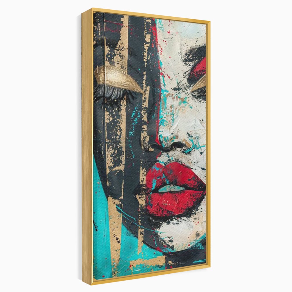 Tablou Canvas Premium LuxCanva® G1024, Femeia Din Haos , Avangardist, Culori, Metalic, Portret, Expresionism, Emotie, Roz, Living, Dormitor