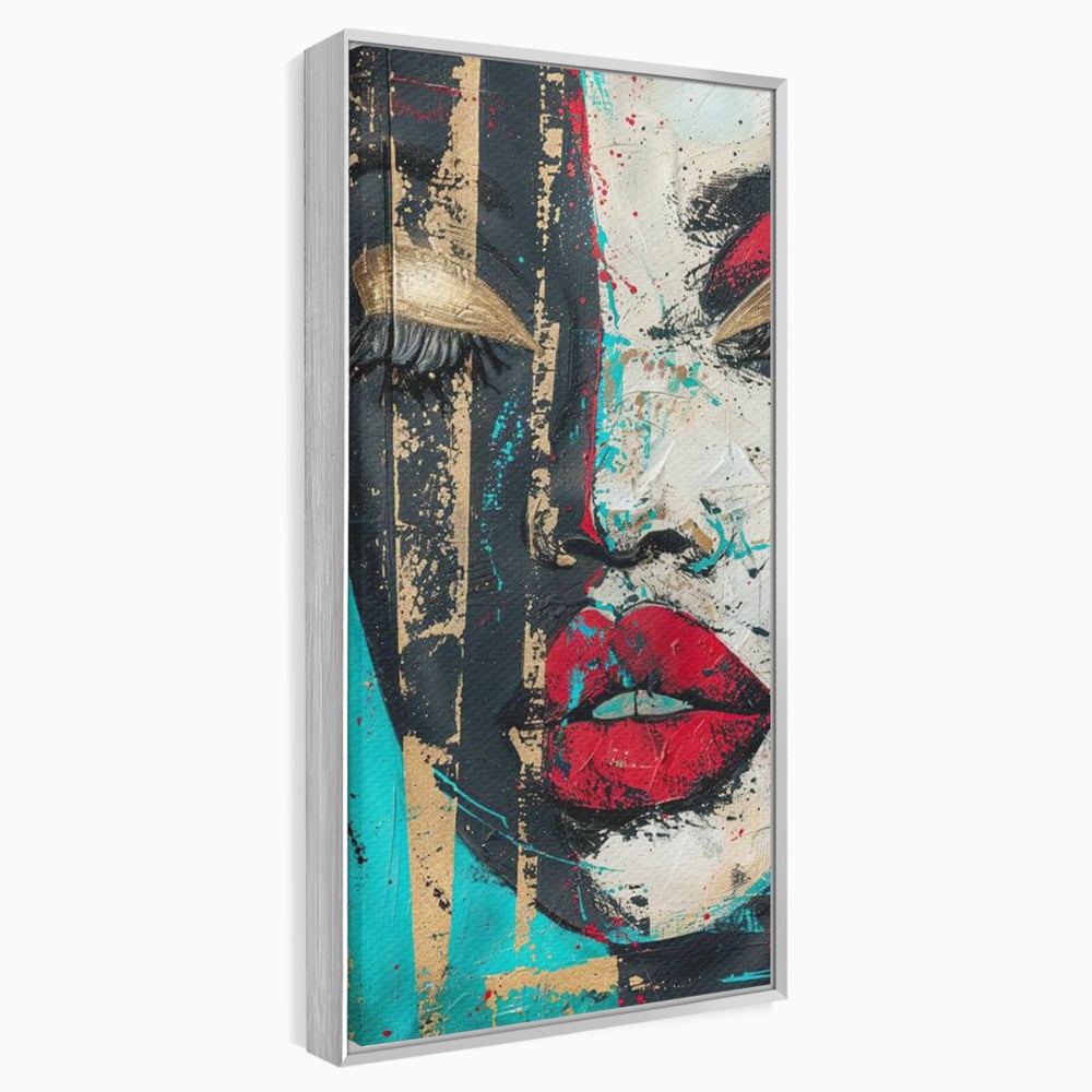Tablou Canvas Premium LuxCanva® G1024, Femeia Din Haos , Avangardist, Culori, Metalic, Portret, Expresionism, Emotie, Roz, Living, Dormitor