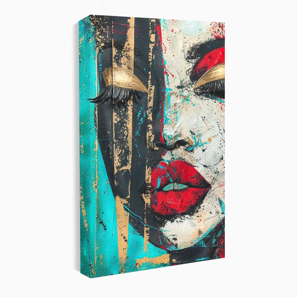 Tablou Canvas Premium LuxCanva® G1024, Femeia Din Haos , Avangardist, Culori, Metalic, Portret, Expresionism, Emotie, Roz, Living, Dormitor