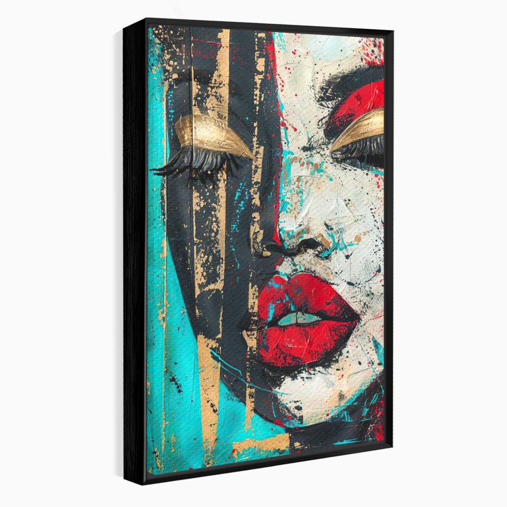 Tablou Canvas Premium LuxCanva® G1024, Femeia Din Haos , Avangardist, Culori, Metalic, Portret, Expresionism, Emotie, Roz, Living, Dormitor