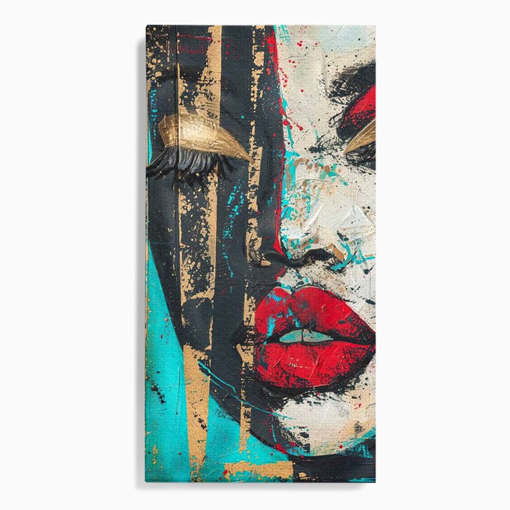 Tablou Canvas Premium LuxCanva® G1024, Femeia Din Haos , Avangardist, Culori, Metalic, Portret, Expresionism, Emotie, Roz, Living, Dormitor