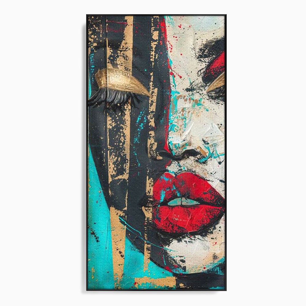 Tablou Canvas Premium LuxCanva® G1024, Femeia Din Haos , Avangardist, Culori, Metalic, Portret, Expresionism, Emotie, Roz, Living, Dormitor