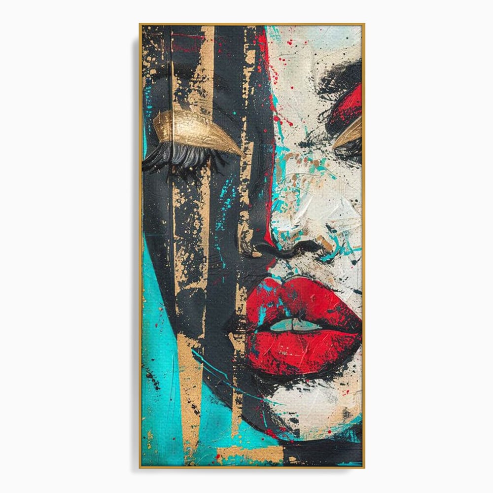 Tablou Canvas Premium LuxCanva® G1024, Femeia Din Haos , Avangardist, Culori, Metalic, Portret, Expresionism, Emotie, Roz, Living, Dormitor