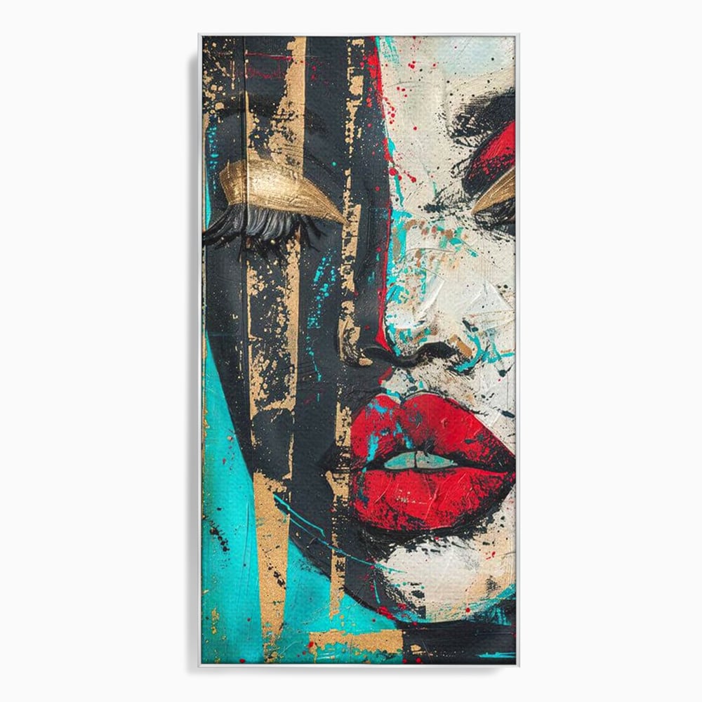 Tablou Canvas Premium LuxCanva® G1024, Femeia Din Haos , Avangardist, Culori, Metalic, Portret, Expresionism, Emotie, Roz, Living, Dormitor