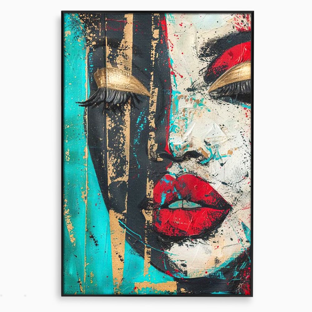 Tablou Canvas Premium LuxCanva® G1024, Femeia Din Haos , Avangardist, Culori, Metalic, Portret, Expresionism, Emotie, Roz, Living, Dormitor