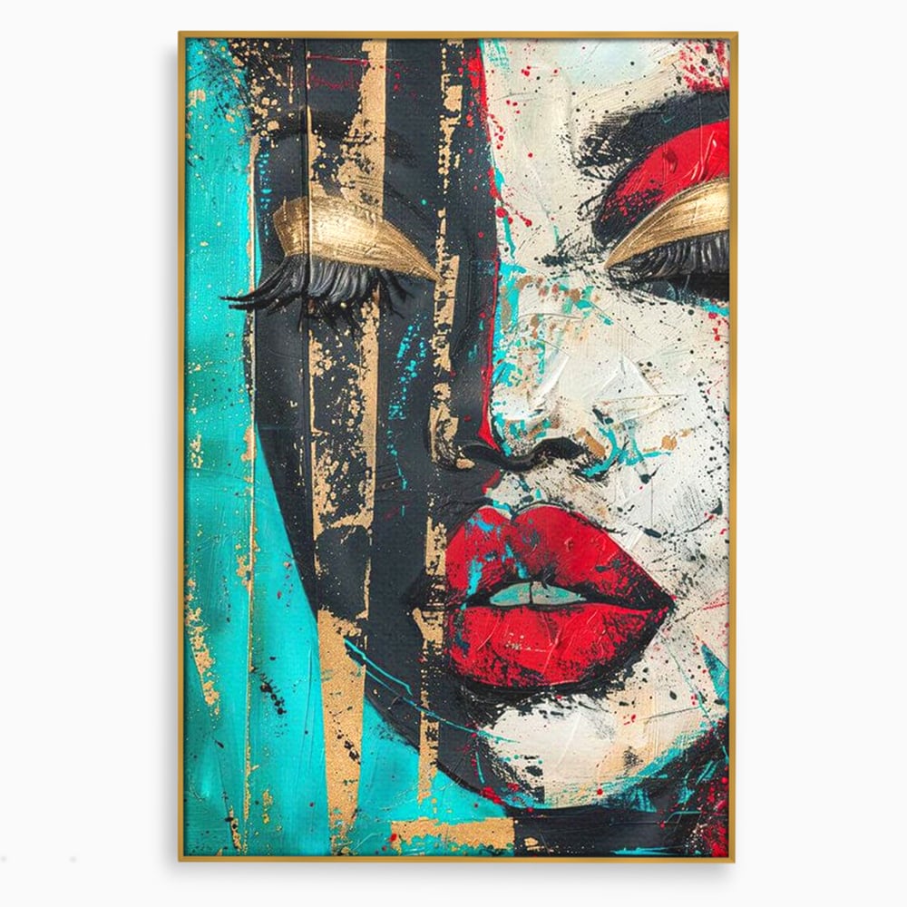 Tablou Canvas Premium LuxCanva® G1024, Femeia Din Haos , Avangardist, Culori, Metalic, Portret, Expresionism, Emotie, Roz, Living, Dormitor