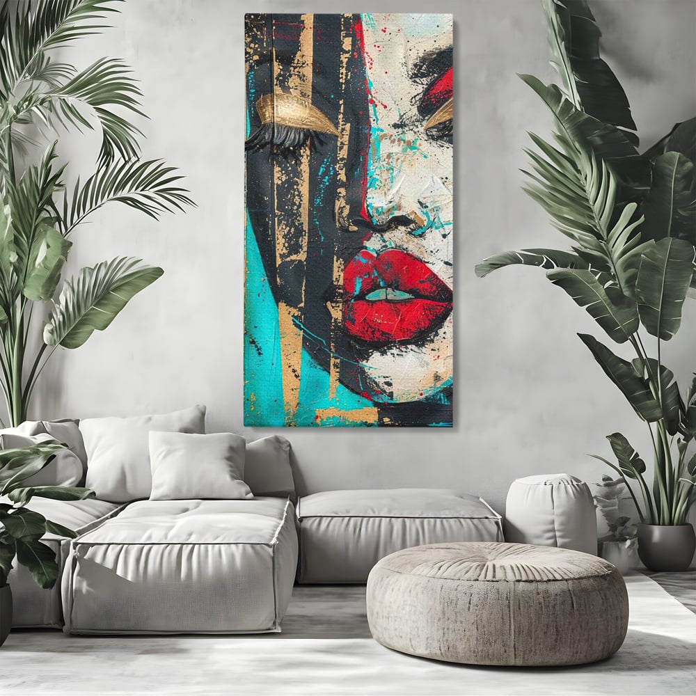 Tablou Canvas Premium LuxCanva® G1024, Femeia Din Haos , Avangardist, Culori, Metalic, Portret, Expresionism, Emotie, Roz, Living, Dormitor