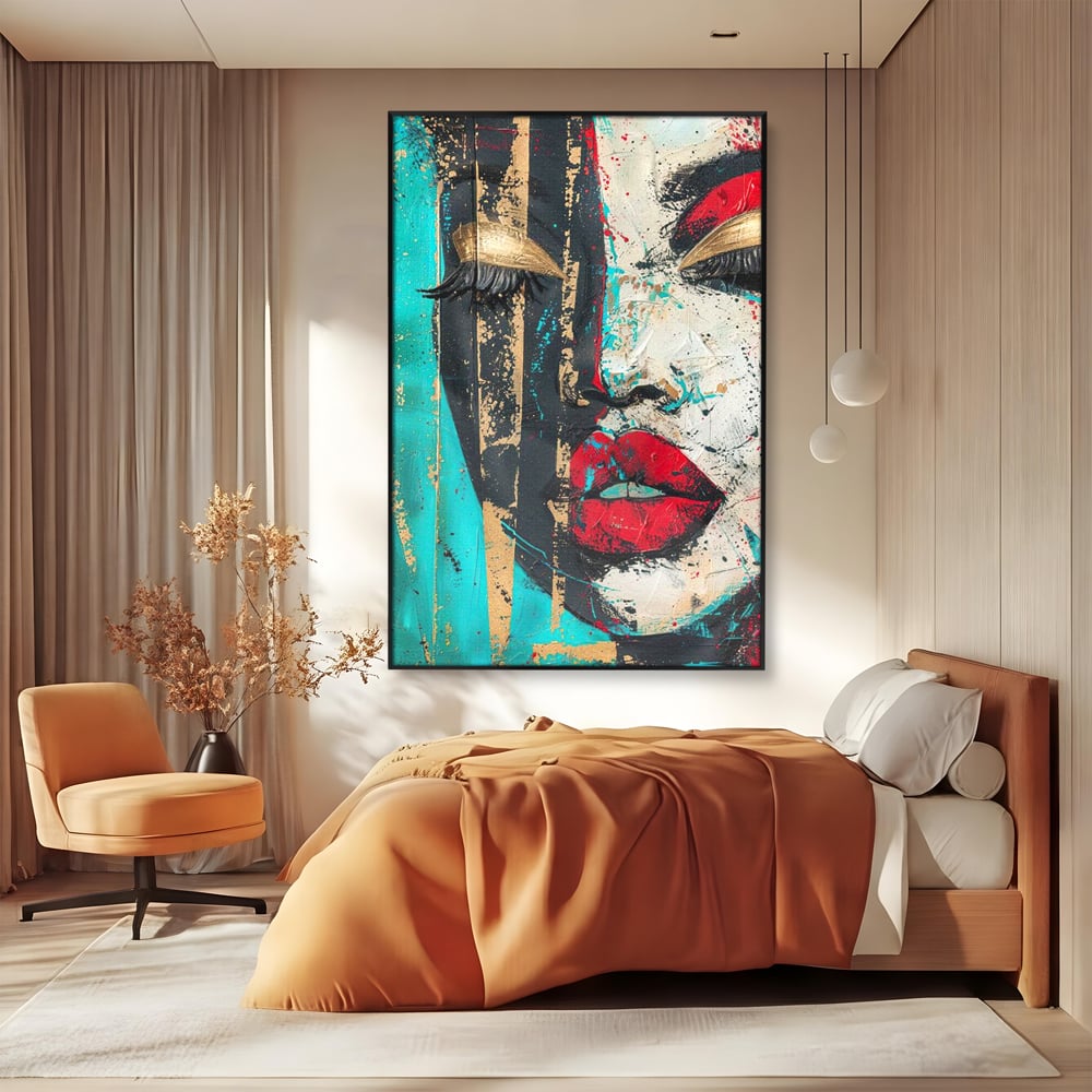 Tablou Canvas Premium LuxCanva® G1024, Femeia Din Haos , Avangardist, Culori, Metalic, Portret, Expresionism, Emotie, Roz, Living, Dormitor