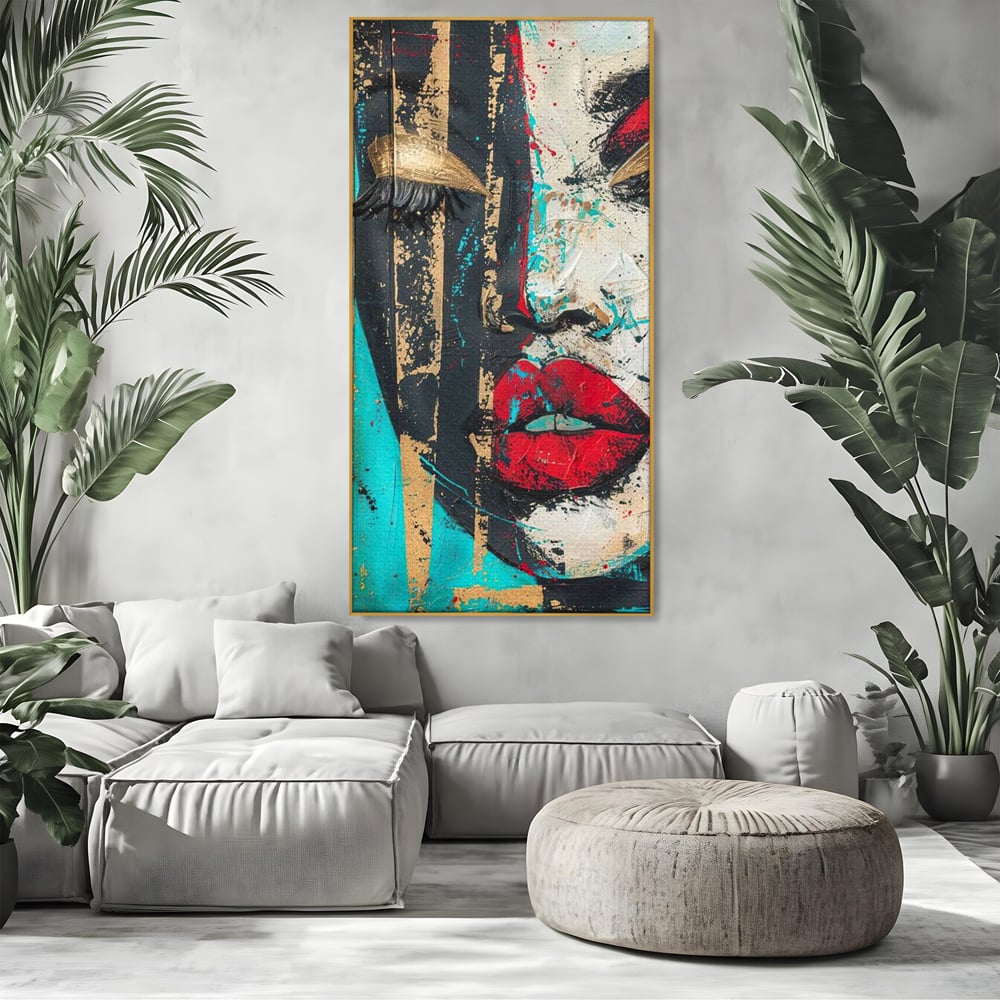 Tablou Canvas Premium LuxCanva® G1024, Femeia Din Haos , Avangardist, Culori, Metalic, Portret, Expresionism, Emotie, Roz, Living, Dormitor