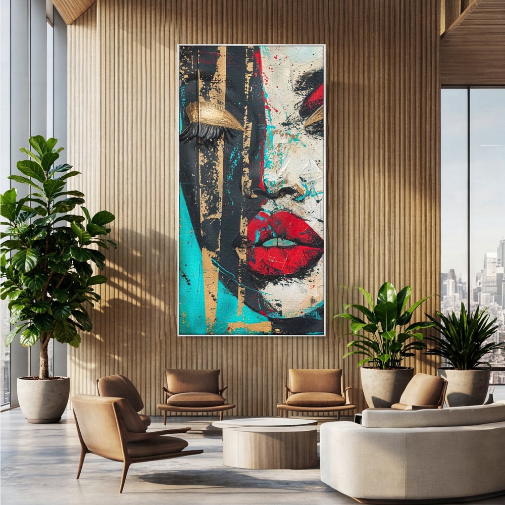 Tablou Canvas Premium LuxCanva® G1024, Femeia Din Haos , Avangardist, Culori, Metalic, Portret, Expresionism, Emotie, Roz, Living, Dormitor