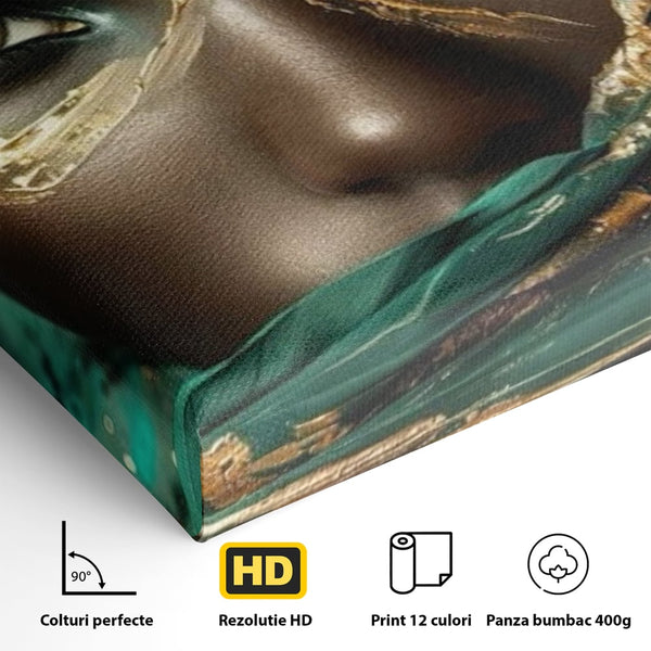 Tablou Canvas Premium LuxCanva® G1026, Ochi ce Spun Povesti , Oriental, Regina, Desert, Verde, Ochi, Boem, Smarald, Living, Dormitor