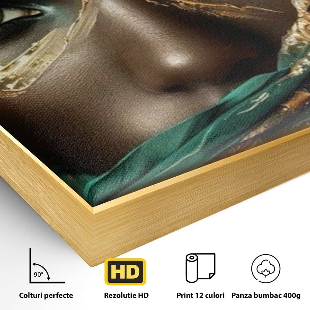 Tablou Canvas Premium LuxCanva® G1026, Ochi ce Spun Povesti , Oriental, Regina, Desert, Verde, Ochi, Boem, Smarald, Living, Dormitor