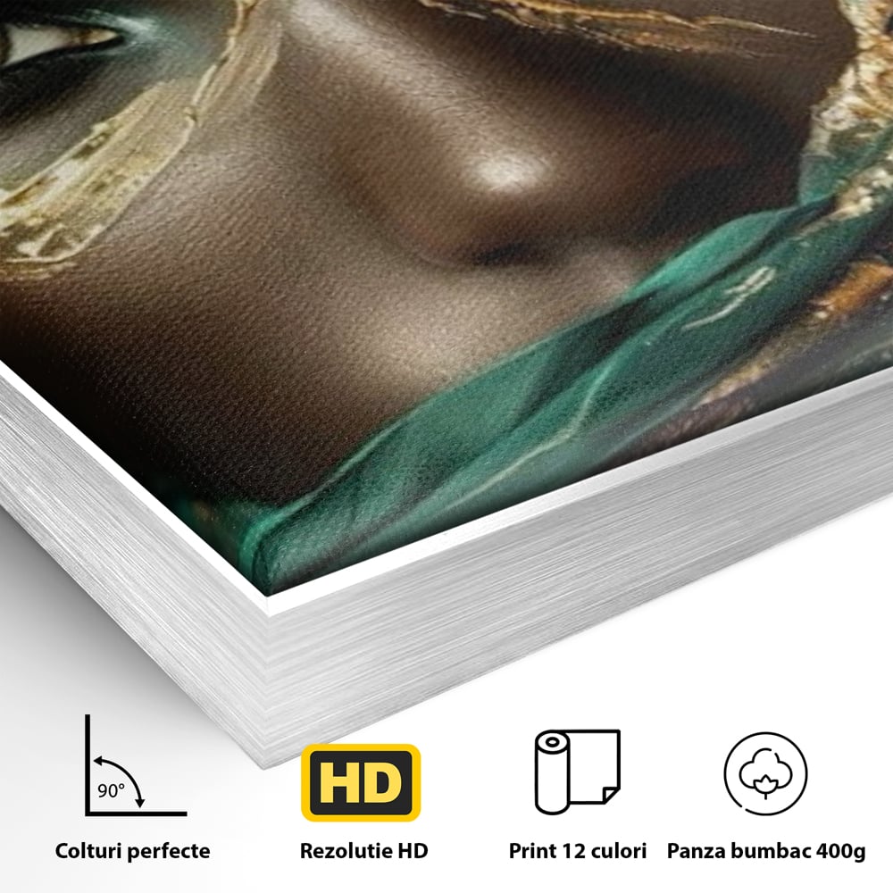 Tablou Canvas Premium LuxCanva® G1026, Ochi ce Spun Povesti , Oriental, Regina, Desert, Verde, Ochi, Boem, Smarald, Living, Dormitor