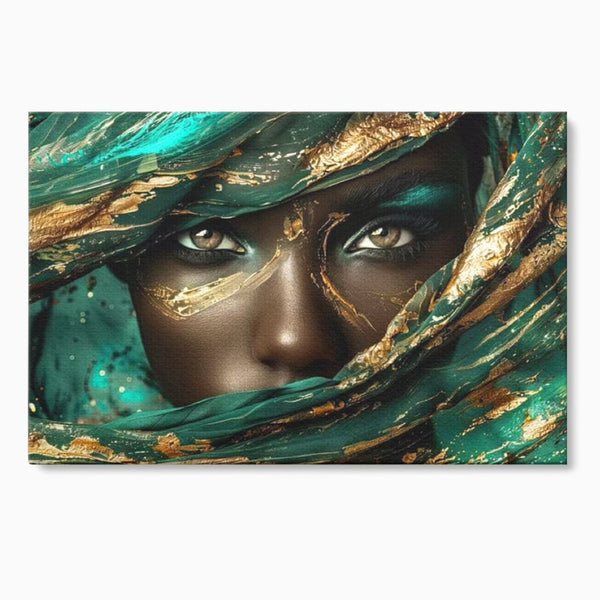 Tablou Canvas Premium LuxCanva® G1026, Ochi ce Spun Povesti , Oriental, Regina, Desert, Verde, Ochi, Boem, Smarald, Living, Dormitor