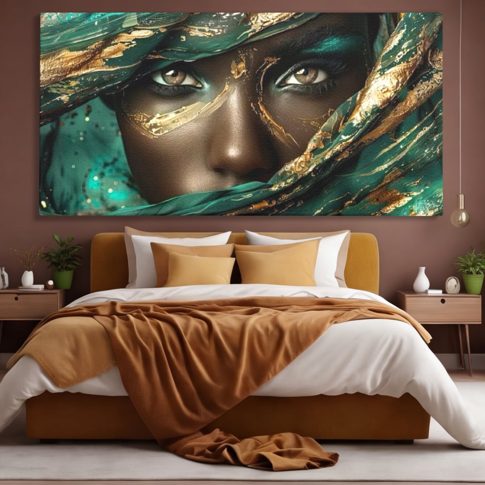 Tablou Canvas Premium LuxCanva® G1026, Ochi ce Spun Povesti , Oriental, Regina, Desert, Verde, Ochi, Boem, Smarald, Living, Dormitor