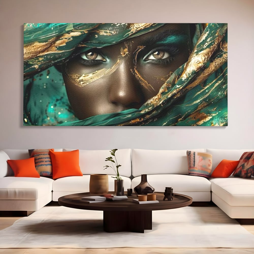 Tablou Canvas Premium LuxCanva® G1026, Ochi ce Spun Povesti , Oriental, Regina, Desert, Verde, Ochi, Boem, Smarald, Living, Dormitor