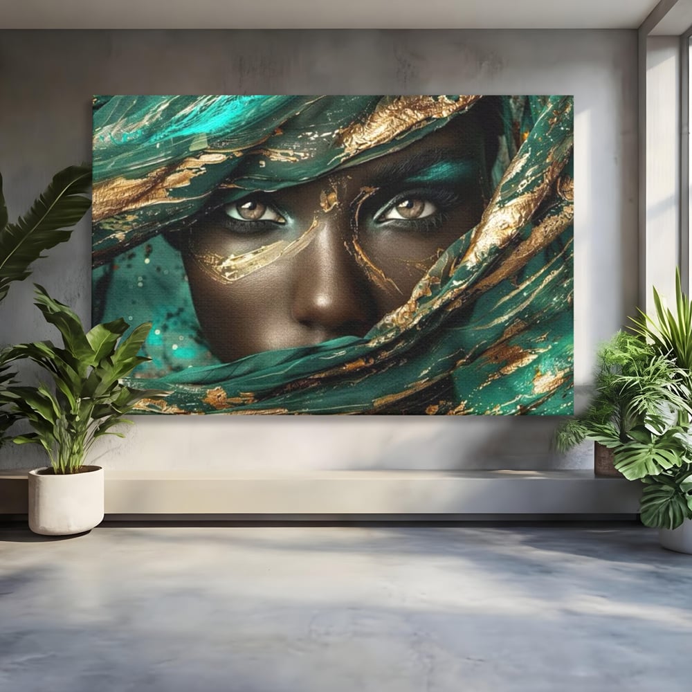 Tablou Canvas Premium LuxCanva® G1026, Ochi ce Spun Povesti , Oriental, Regina, Desert, Verde, Ochi, Boem, Smarald, Living, Dormitor