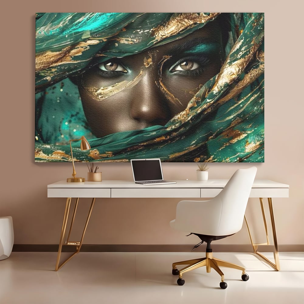 Tablou Canvas Premium LuxCanva® G1026, Ochi ce Spun Povesti , Oriental, Regina, Desert, Verde, Ochi, Boem, Smarald, Living, Dormitor