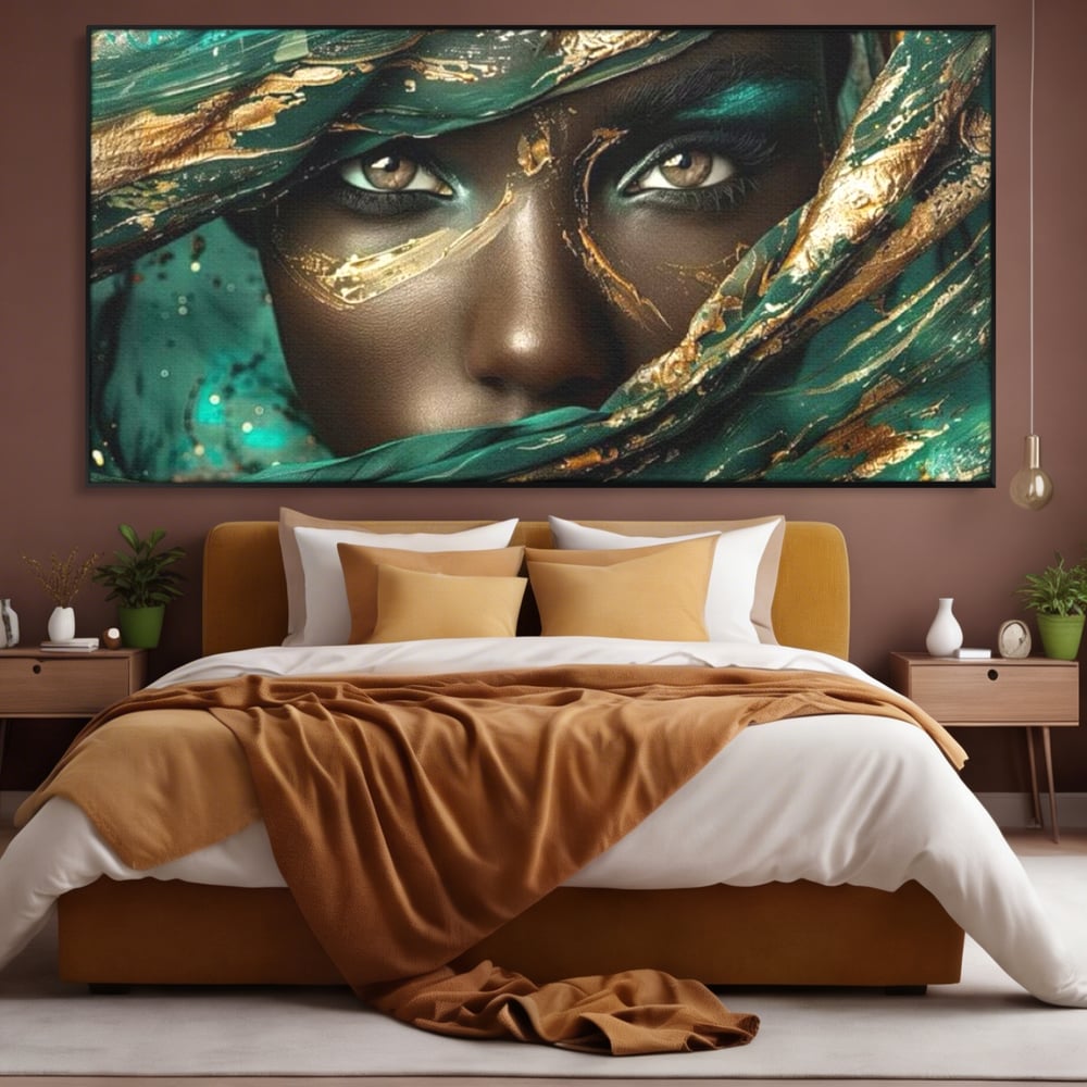 Tablou Canvas Premium LuxCanva® G1026, Ochi ce Spun Povesti , Oriental, Regina, Desert, Verde, Ochi, Boem, Smarald, Living, Dormitor