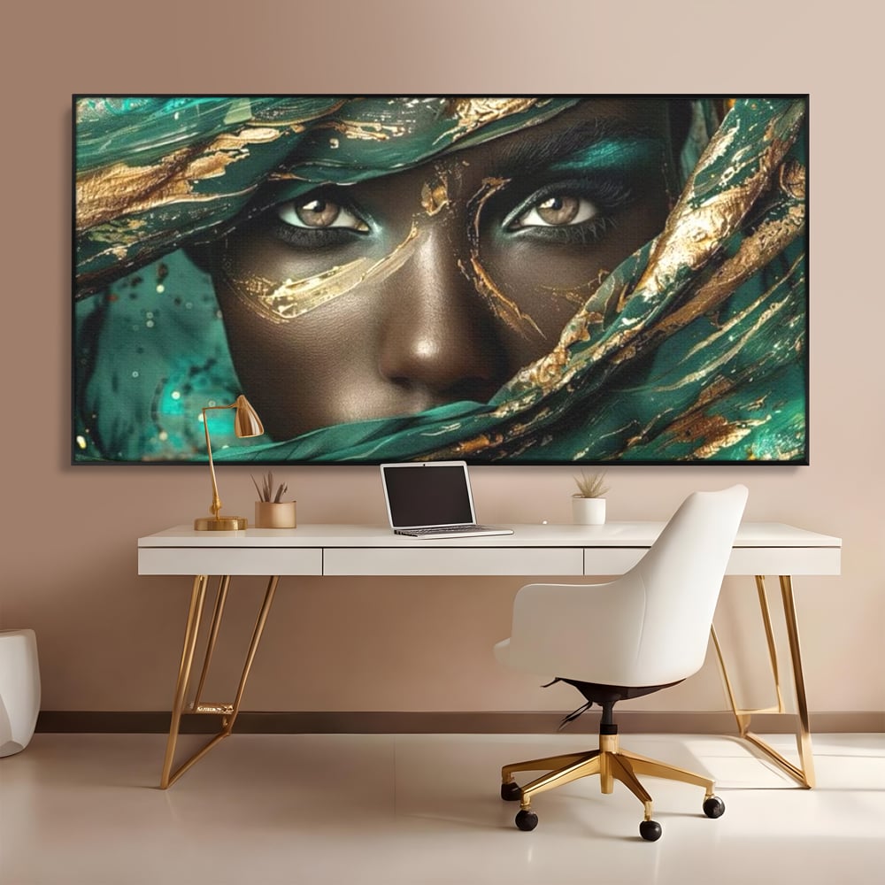 Tablou Canvas Premium LuxCanva® G1026, Ochi ce Spun Povesti , Oriental, Regina, Desert, Verde, Ochi, Boem, Smarald, Living, Dormitor
