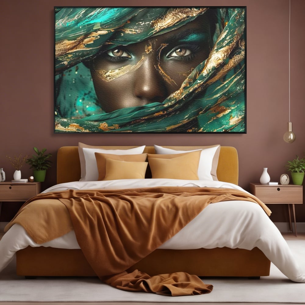 Tablou Canvas Premium LuxCanva® G1026, Ochi ce Spun Povesti , Oriental, Regina, Desert, Verde, Ochi, Boem, Smarald, Living, Dormitor