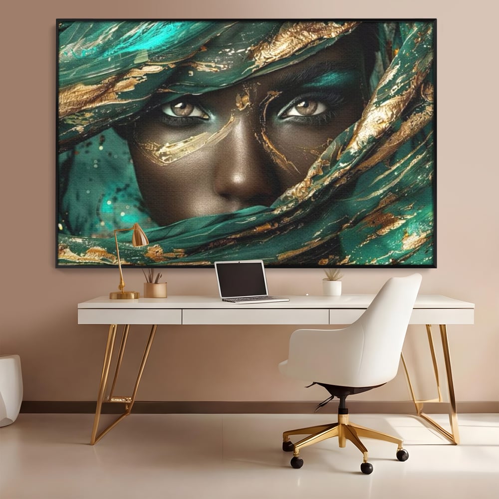 Tablou Canvas Premium LuxCanva® G1026, Ochi ce Spun Povesti , Oriental, Regina, Desert, Verde, Ochi, Boem, Smarald, Living, Dormitor