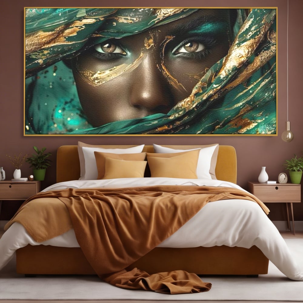 Tablou Canvas Premium LuxCanva® G1026, Ochi ce Spun Povesti , Oriental, Regina, Desert, Verde, Ochi, Boem, Smarald, Living, Dormitor