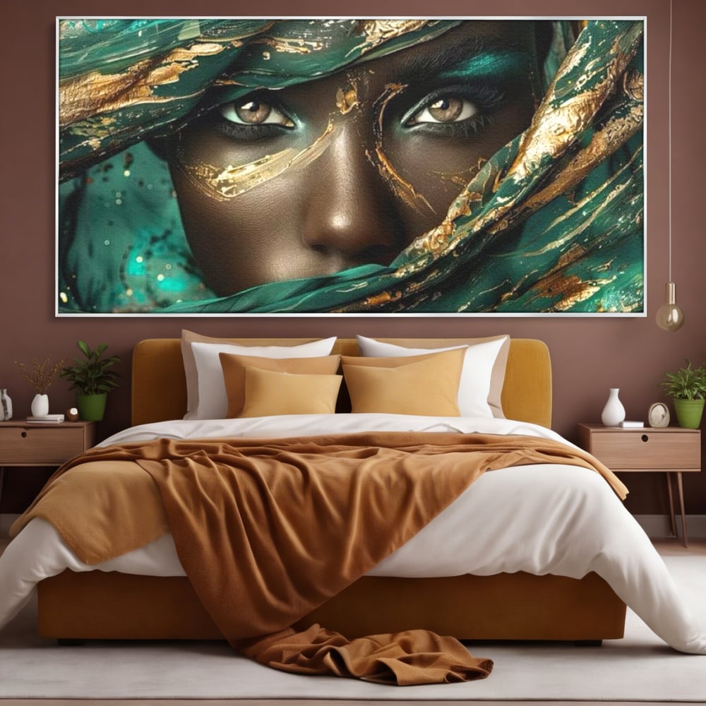 Tablou Canvas Premium LuxCanva® G1026, Ochi ce Spun Povesti , Oriental, Regina, Desert, Verde, Ochi, Boem, Smarald, Living, Dormitor