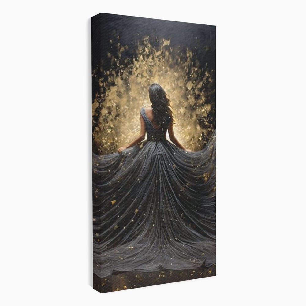 Tablou Canvas Premium LuxCanva® G1027, Magia din Intuneric , Stralucire, Magie, Rochie, Basm, Feminitate, Mister, Silueta, Living, Dormitor