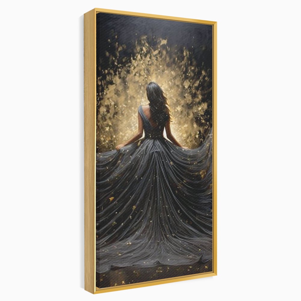 Tablou Canvas Premium LuxCanva® G1027, Magia din Intuneric , Stralucire, Magie, Rochie, Basm, Feminitate, Mister, Silueta, Living, Dormitor