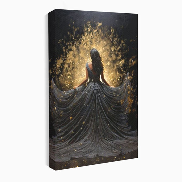 Tablou Canvas Premium LuxCanva® G1027, Magia din Intuneric , Stralucire, Magie, Rochie, Basm, Feminitate, Mister, Silueta, Living, Dormitor