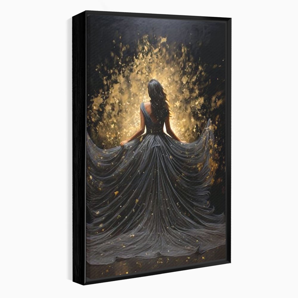 Tablou Canvas Premium LuxCanva® G1027, Magia din Intuneric , Stralucire, Magie, Rochie, Basm, Feminitate, Mister, Silueta, Living, Dormitor