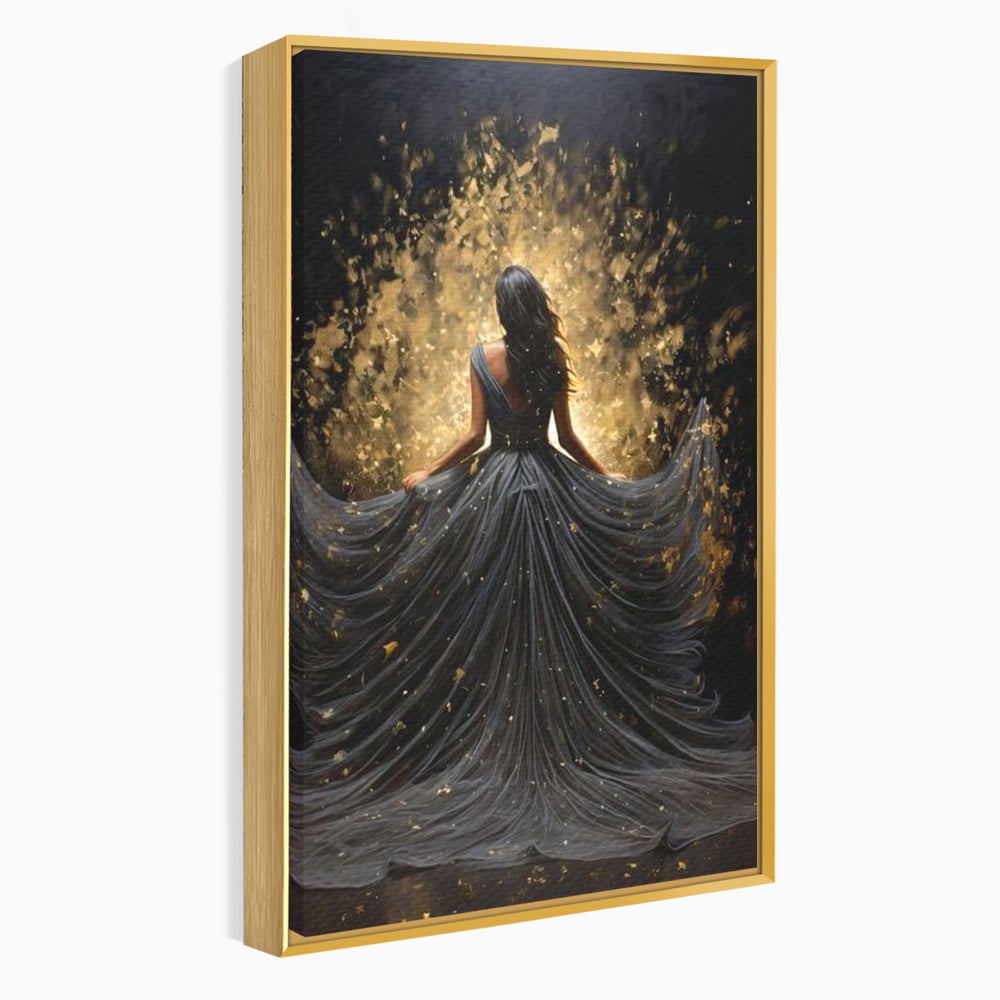 Tablou Canvas Premium LuxCanva® G1027, Magia din Intuneric , Stralucire, Magie, Rochie, Basm, Feminitate, Mister, Silueta, Living, Dormitor