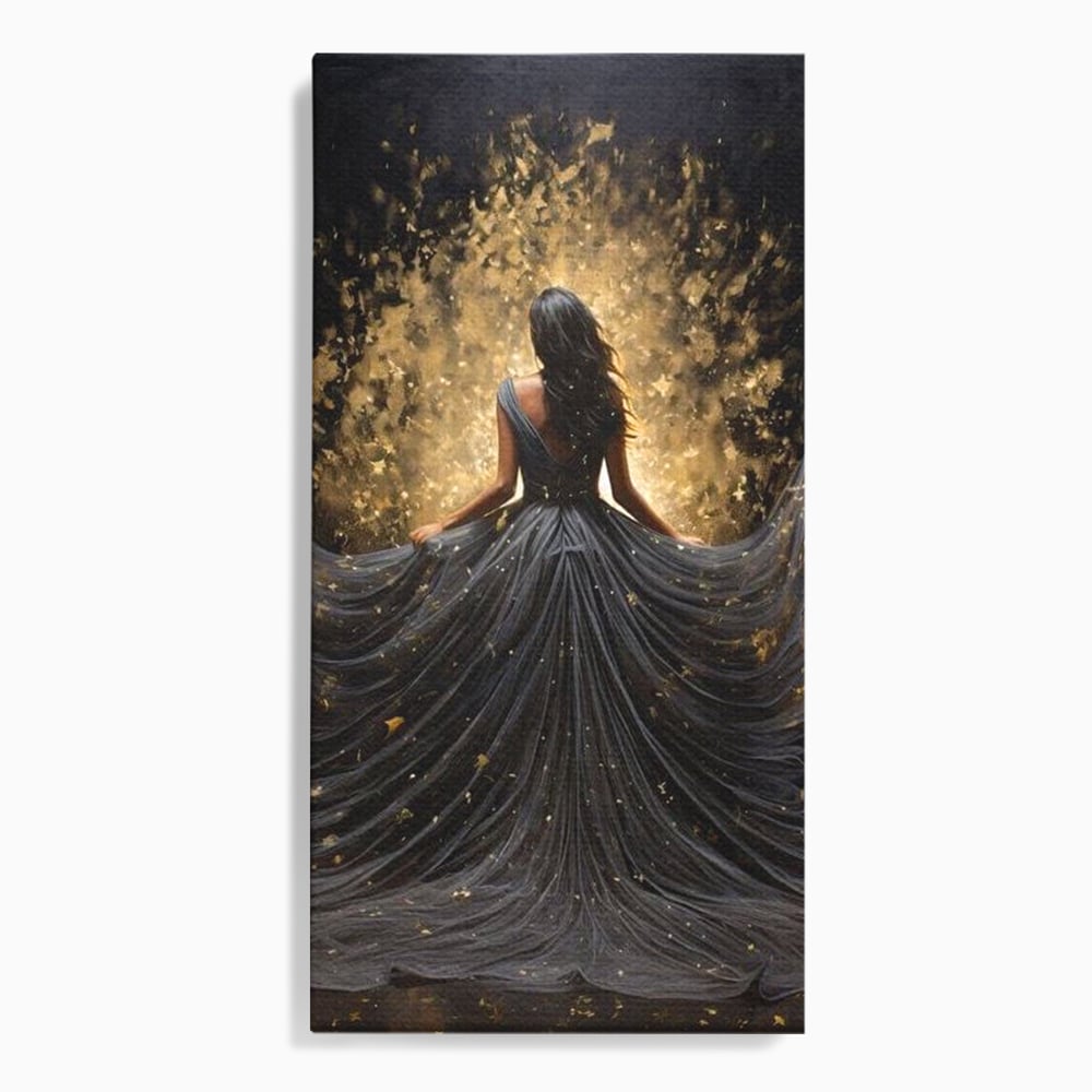 Tablou Canvas Premium LuxCanva® G1027, Magia din Intuneric , Stralucire, Magie, Rochie, Basm, Feminitate, Mister, Silueta, Living, Dormitor