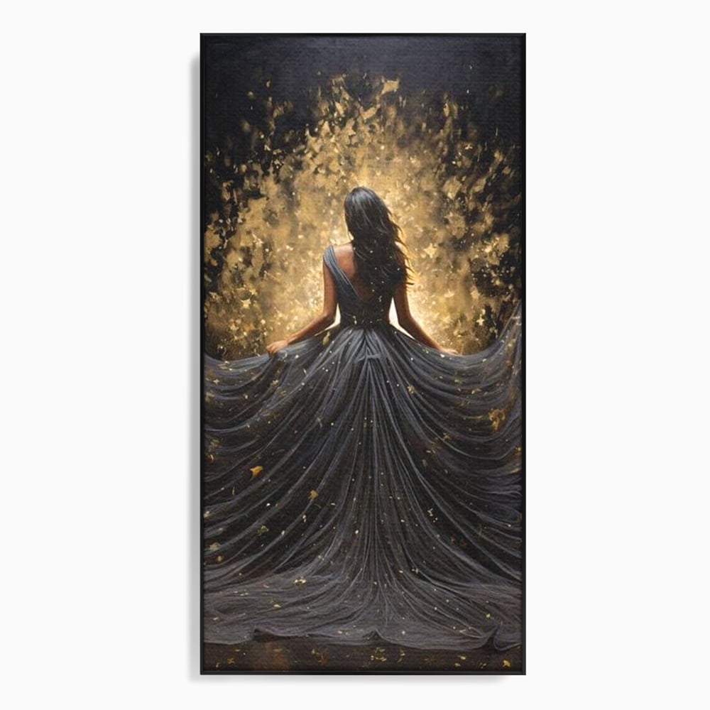 Tablou Canvas Premium LuxCanva® G1027, Magia din Intuneric , Stralucire, Magie, Rochie, Basm, Feminitate, Mister, Silueta, Living, Dormitor