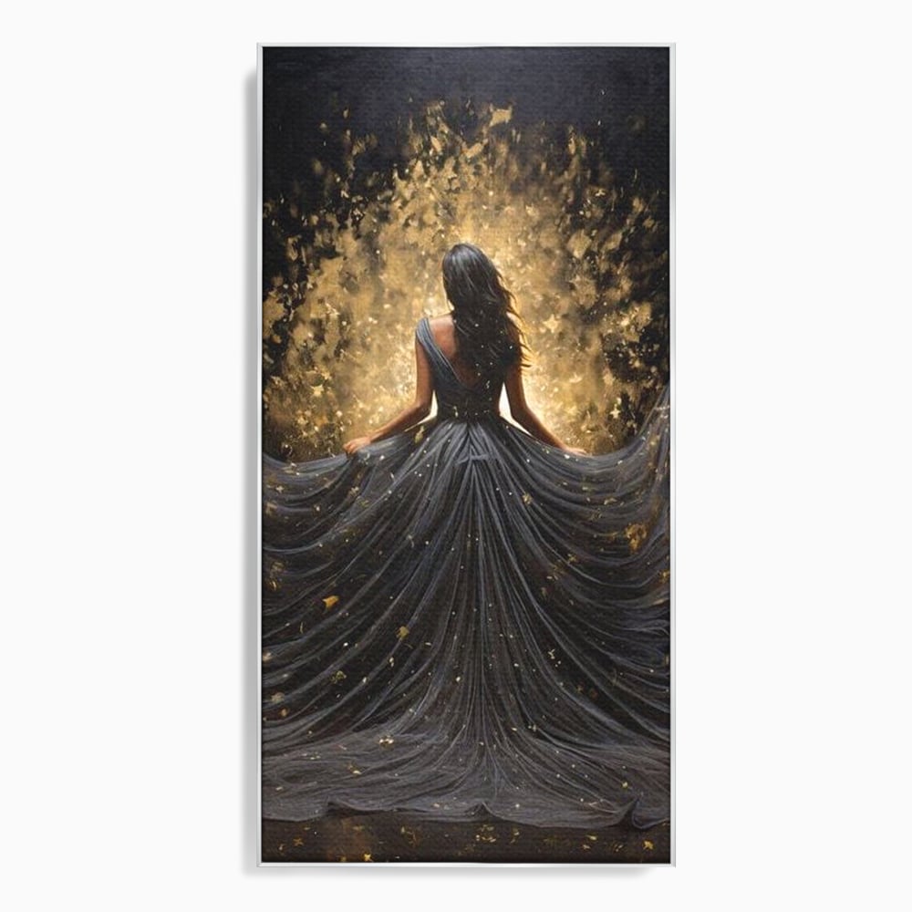 Tablou Canvas Premium LuxCanva® G1027, Magia din Intuneric , Stralucire, Magie, Rochie, Basm, Feminitate, Mister, Silueta, Living, Dormitor