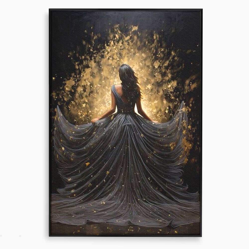 Tablou Canvas Premium LuxCanva® G1027, Magia din Intuneric , Stralucire, Magie, Rochie, Basm, Feminitate, Mister, Silueta, Living, Dormitor