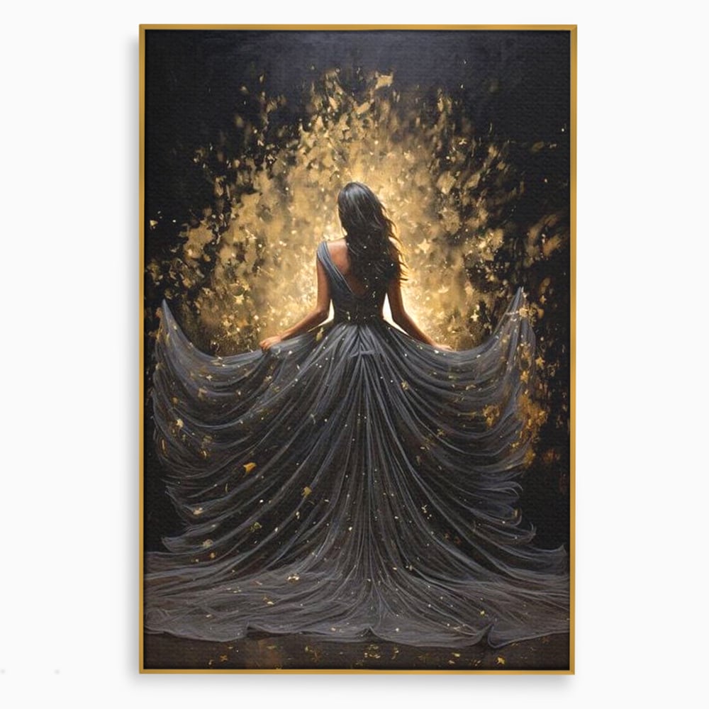 Tablou Canvas Premium LuxCanva® G1027, Magia din Intuneric , Stralucire, Magie, Rochie, Basm, Feminitate, Mister, Silueta, Living, Dormitor