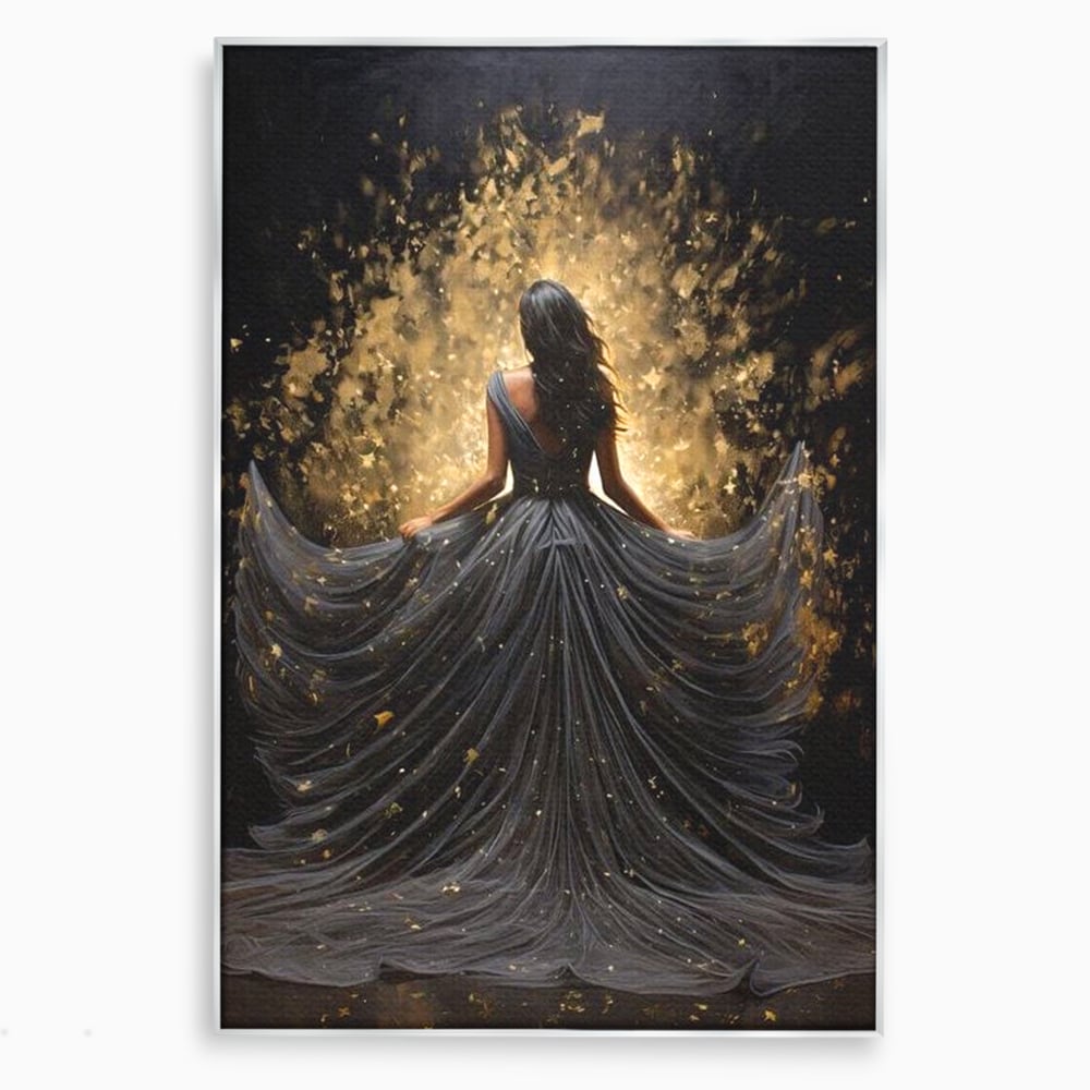 Tablou Canvas Premium LuxCanva® G1027, Magia din Intuneric , Stralucire, Magie, Rochie, Basm, Feminitate, Mister, Silueta, Living, Dormitor
