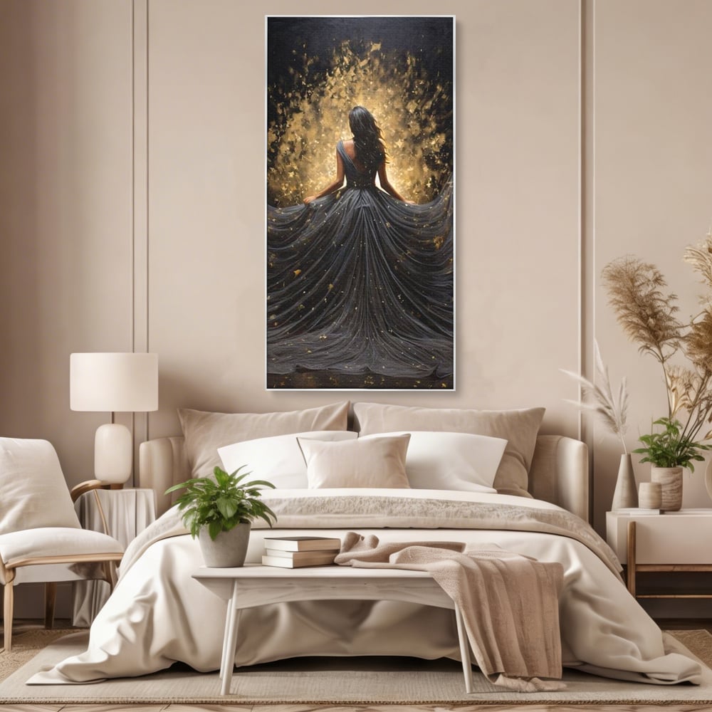 Tablou Canvas Premium LuxCanva® G1027, Magia din Intuneric , Stralucire, Magie, Rochie, Basm, Feminitate, Mister, Silueta, Living, Dormitor